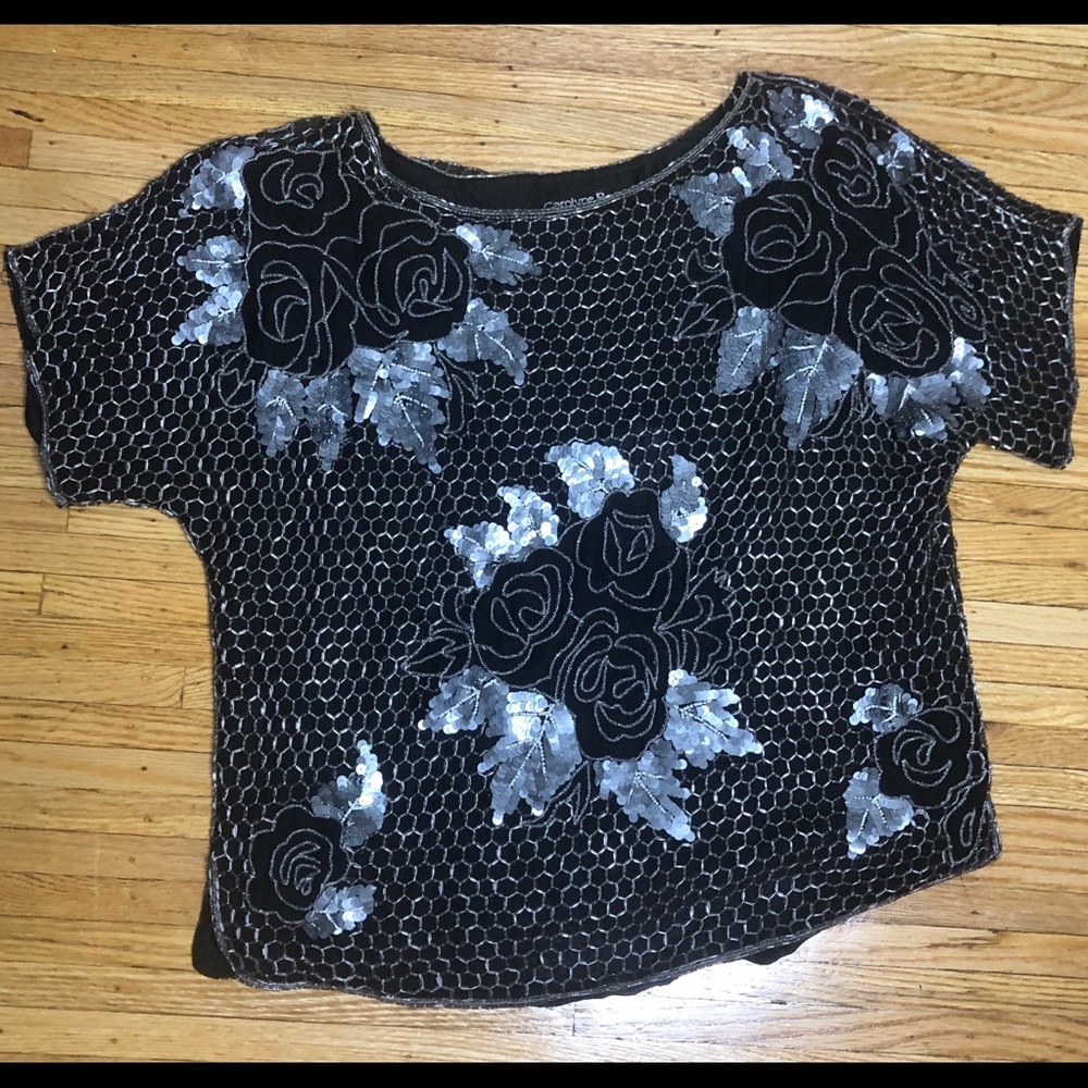 Silk hand beaded & sequin top